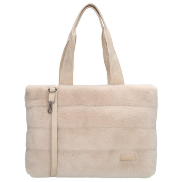 Shopper XL 47x32cm Creme aus Kunstfell mit Reißveschluss