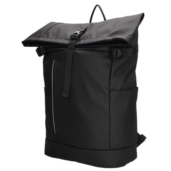 Rolltop-Rucksack 48x28cm in Schwarz mit Umschlag und Reißverschluss - leder-accessoires.com