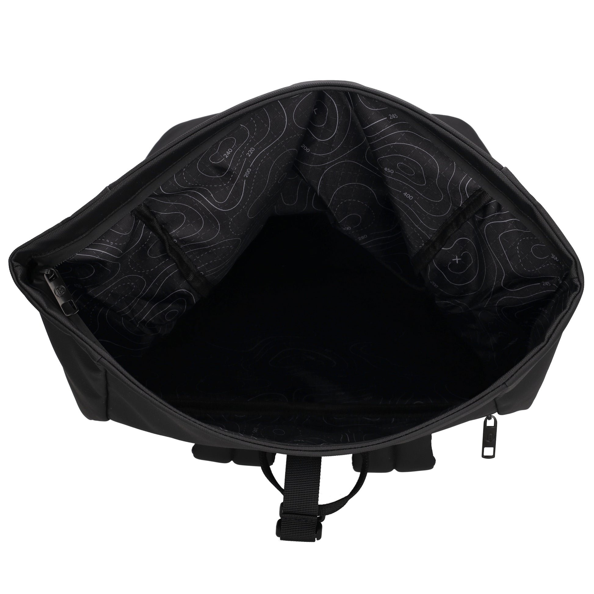 Rolltop-Rucksack 48x28cm in Schwarz mit Umschlag und Reißverschluss - leder-accessoires.com