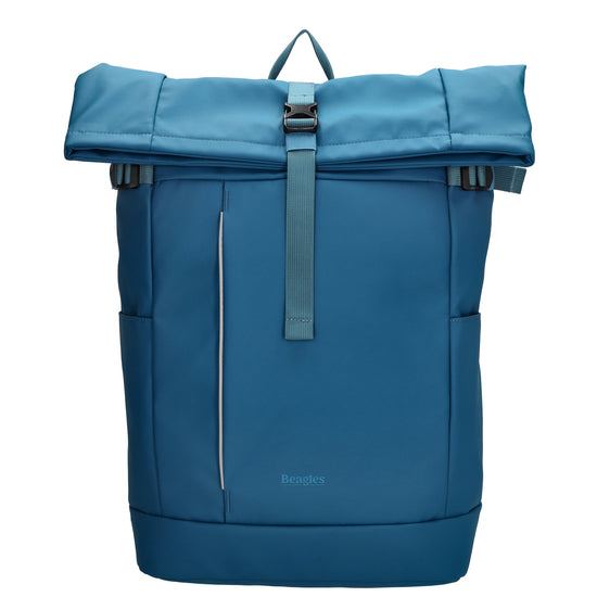 Rolltop-Rucksack 48x28cm in Jeansblau mit Umschlag und Reißverschluss - leder-accessoires.com