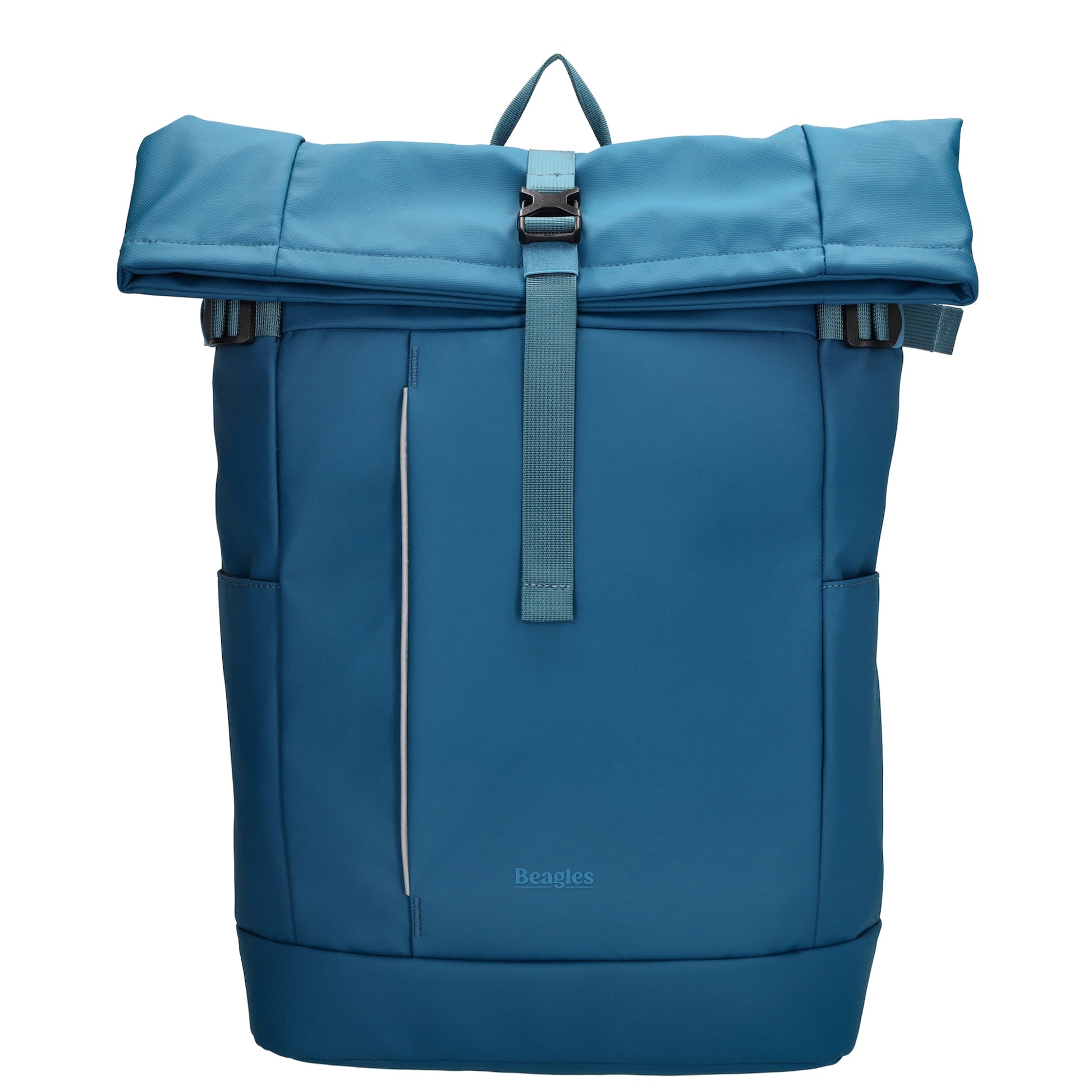 Rolltop-Rucksack 48x28cm in Jeansblau mit Umschlag und Reißverschluss - leder-accessoires.com