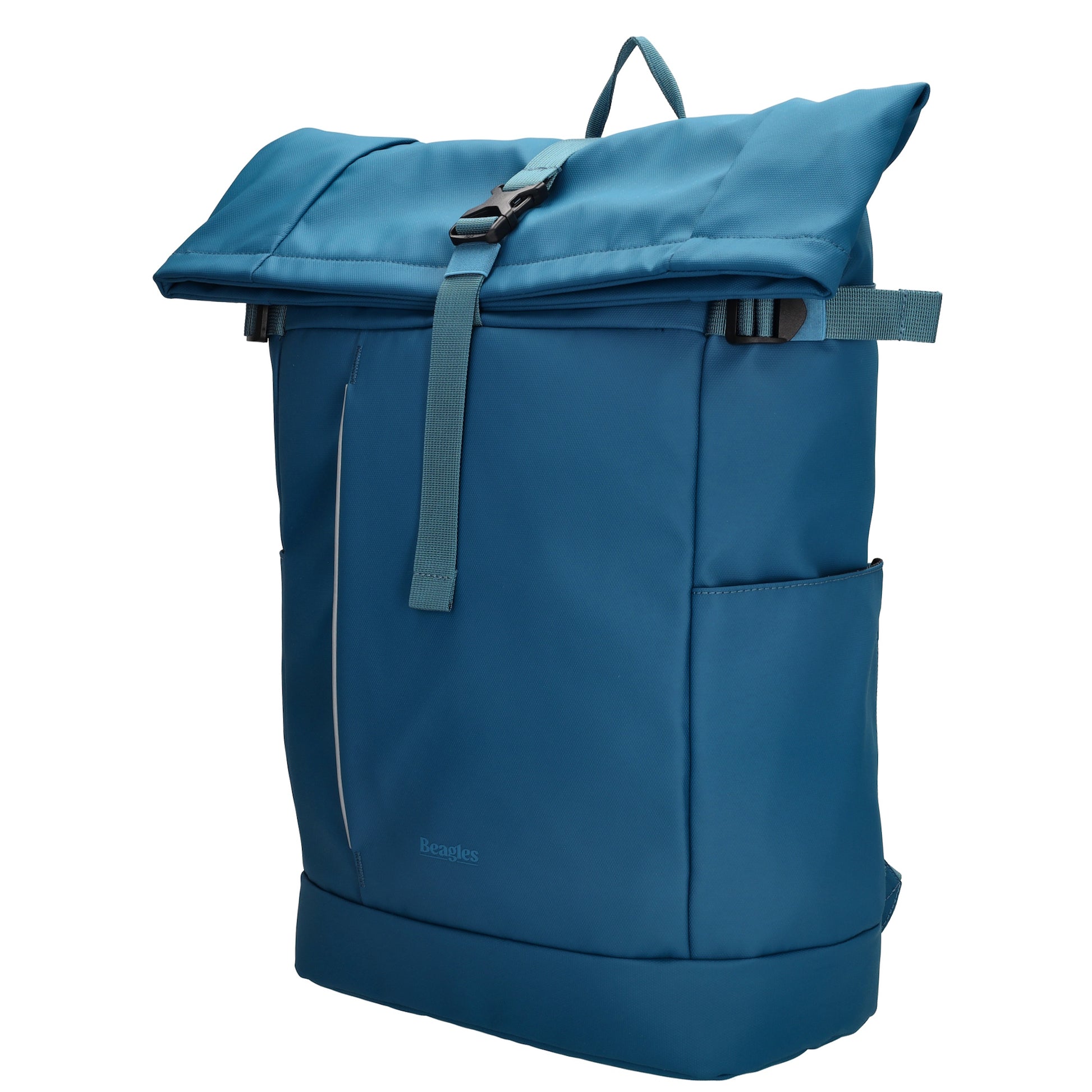 Rolltop-Rucksack 48x28cm in Jeansblau mit Umschlag und Reißverschluss - leder-accessoires.com