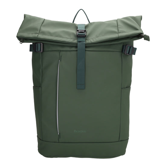 Rolltop-Rucksack 48x28cm in Dunkelgrün mit Umschlag und Reißverschluss