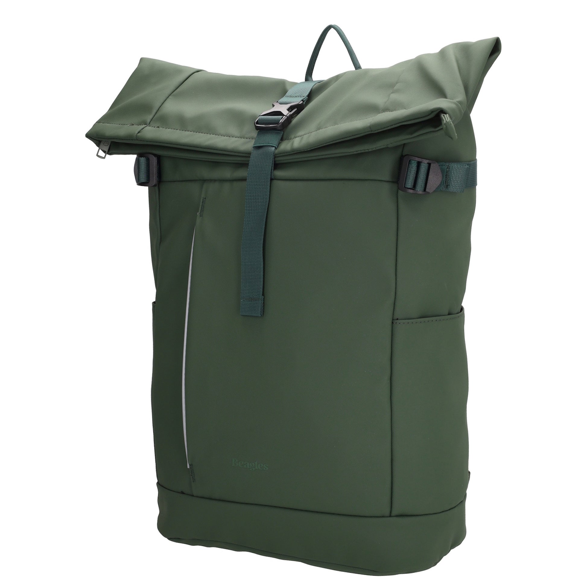 Rolltop-Rucksack 48x28cm in Dunkelgrün mit Umschlag und Reißverschluss - leder-accessoires.com