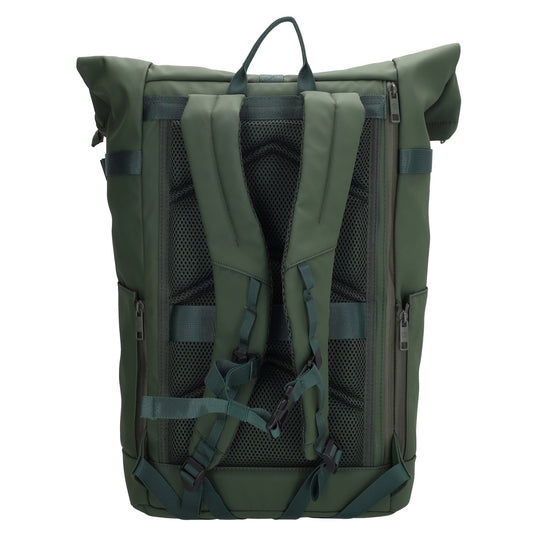 Rolltop-Rucksack 48x28cm in Dunkelgrün mit Umschlag und Reißverschluss