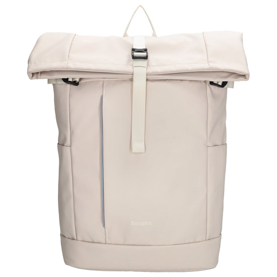 Rolltop-Rucksack 48x28cm in Creme mit Umschlag und Reißverschluss - leder-accessoires.com