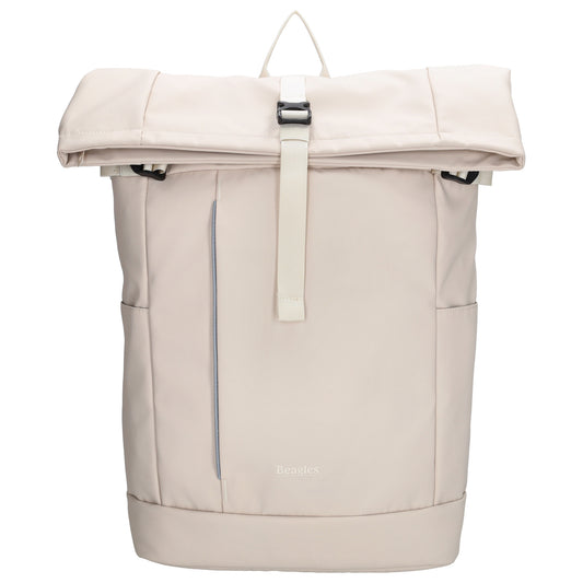 Rolltop-Rucksack 48x28cm in Creme mit Umschlag und Reißverschluss - leder-accessoires.com