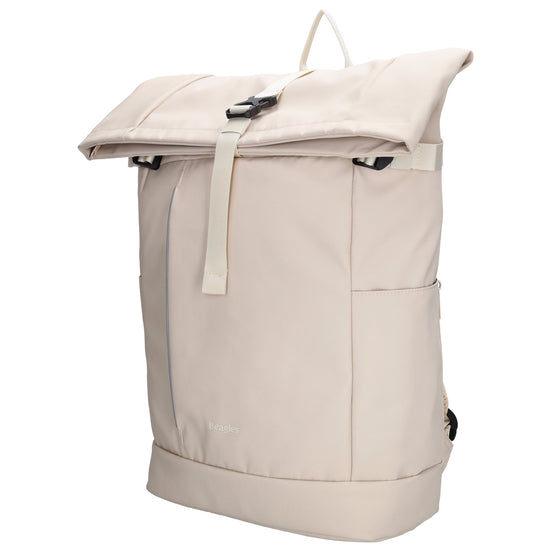 Rolltop-Rucksack 48x28cm in Creme mit Umschlag und Reißverschluss - leder-accessoires.com