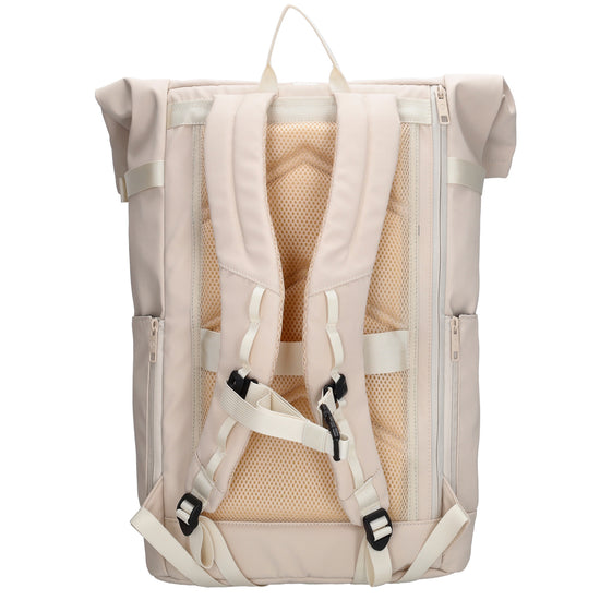 Rolltop-Rucksack 48x28cm in Creme mit Umschlag und Reißverschluss - leder-accessoires.com
