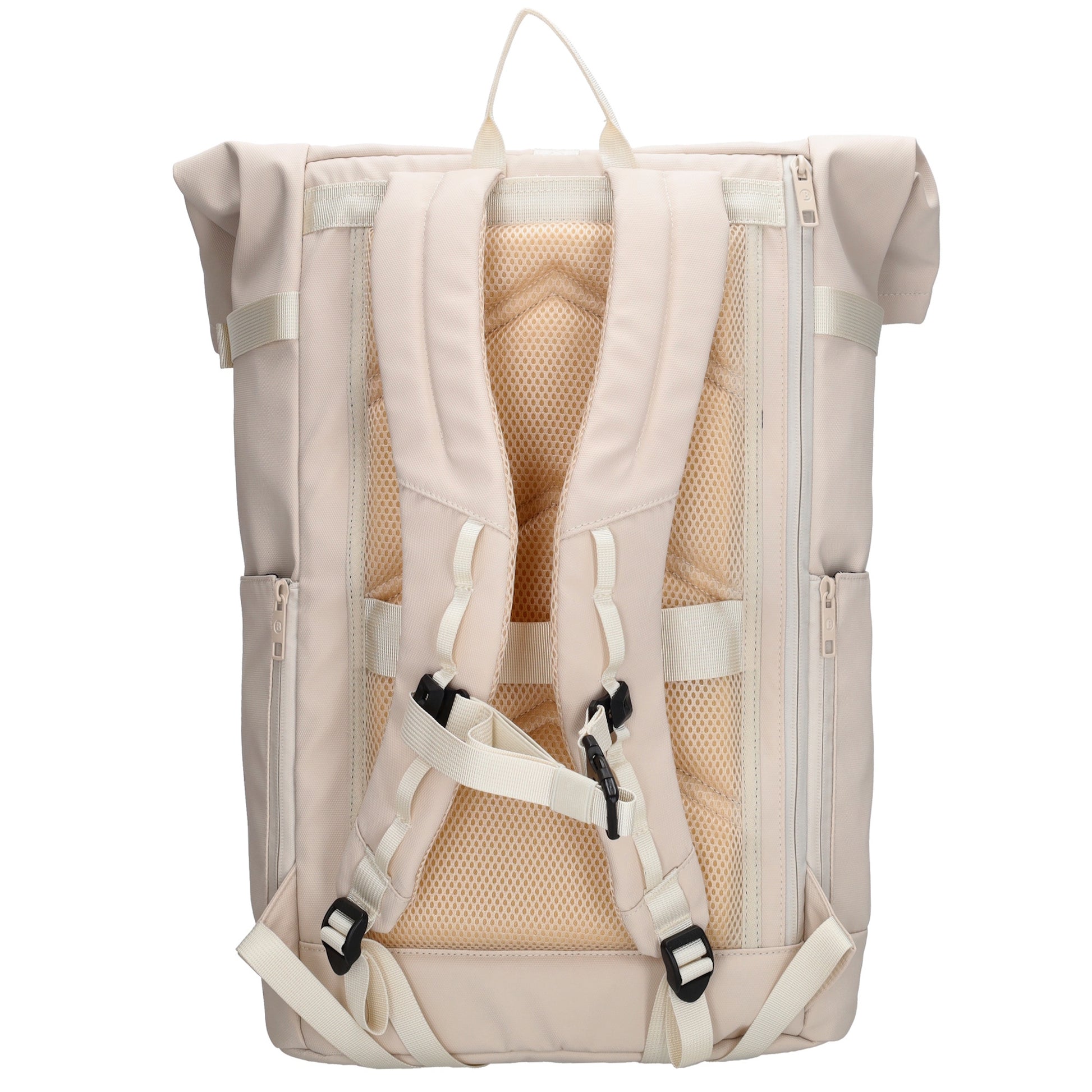 Rolltop-Rucksack 48x28cm in Creme mit Umschlag und Reißverschluss - leder-accessoires.com