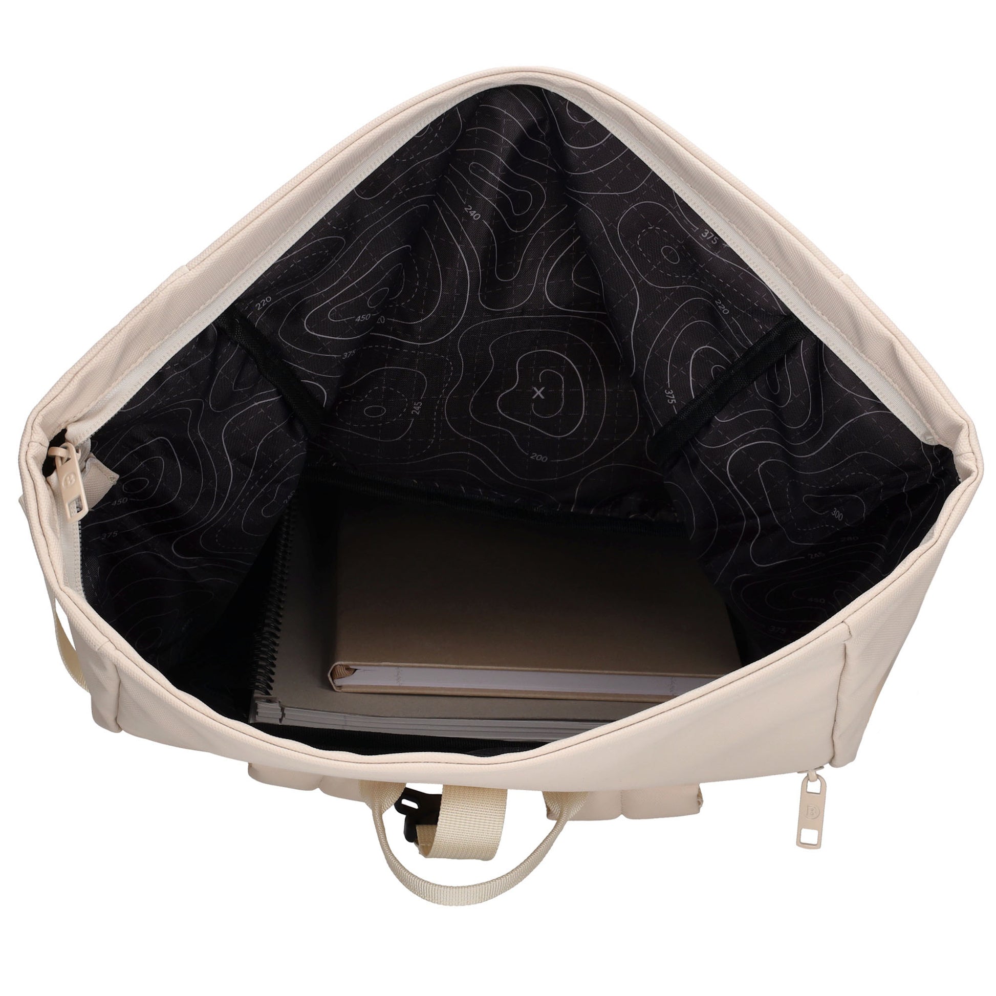 Rolltop-Rucksack 48x28cm in Creme mit Umschlag und Reißverschluss - leder-accessoires.com