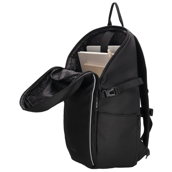 Rucksack 47x30cm in Schwarz mit Brustgurt und Aufsteckfunktion - leder-accessoires.com