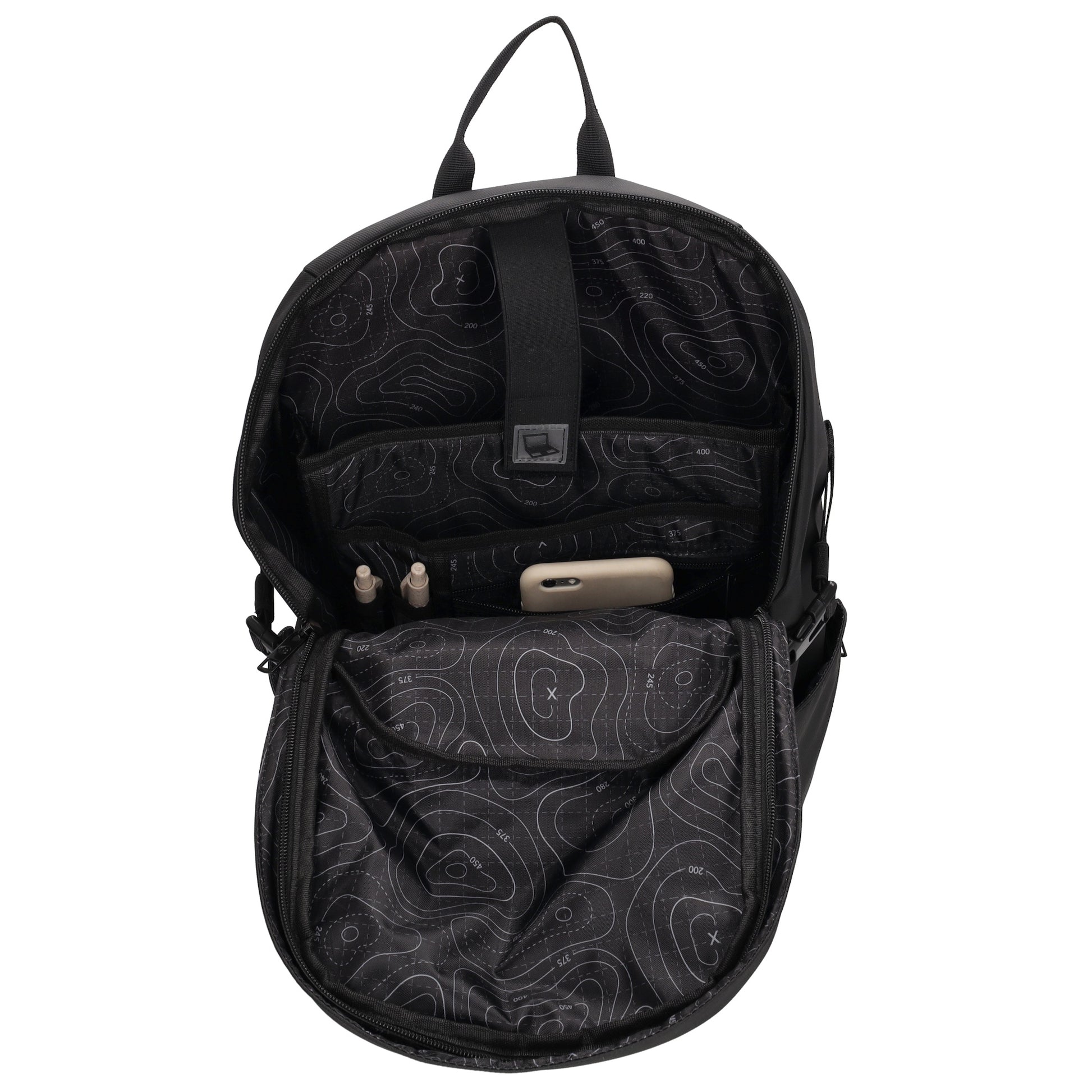 Rucksack 47x30cm in Schwarz mit Brustgurt und Aufsteckfunktion - leder-accessoires.com