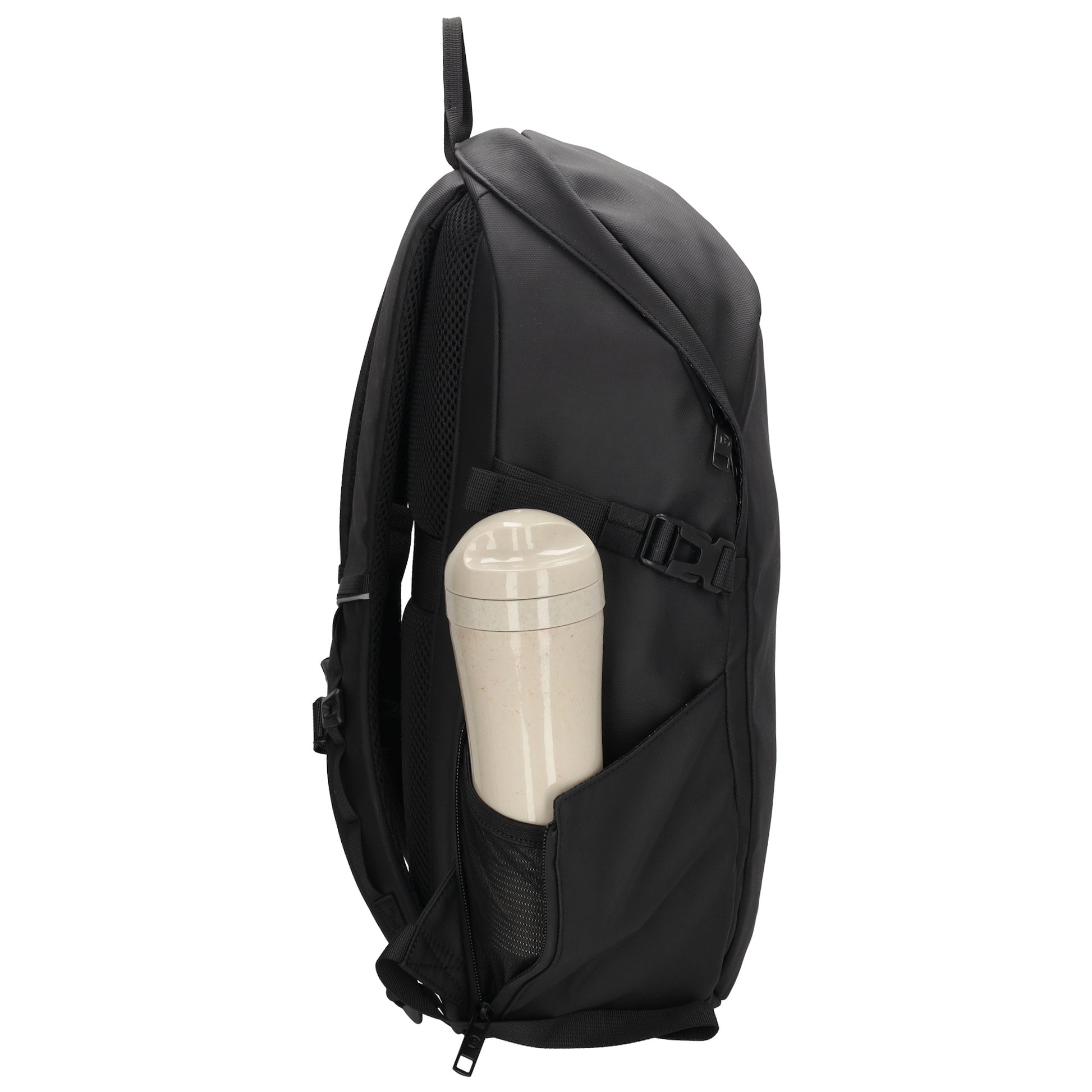 Rucksack 47x30cm in Schwarz mit Brustgurt und Aufsteckfunktion - leder-accessoires.com