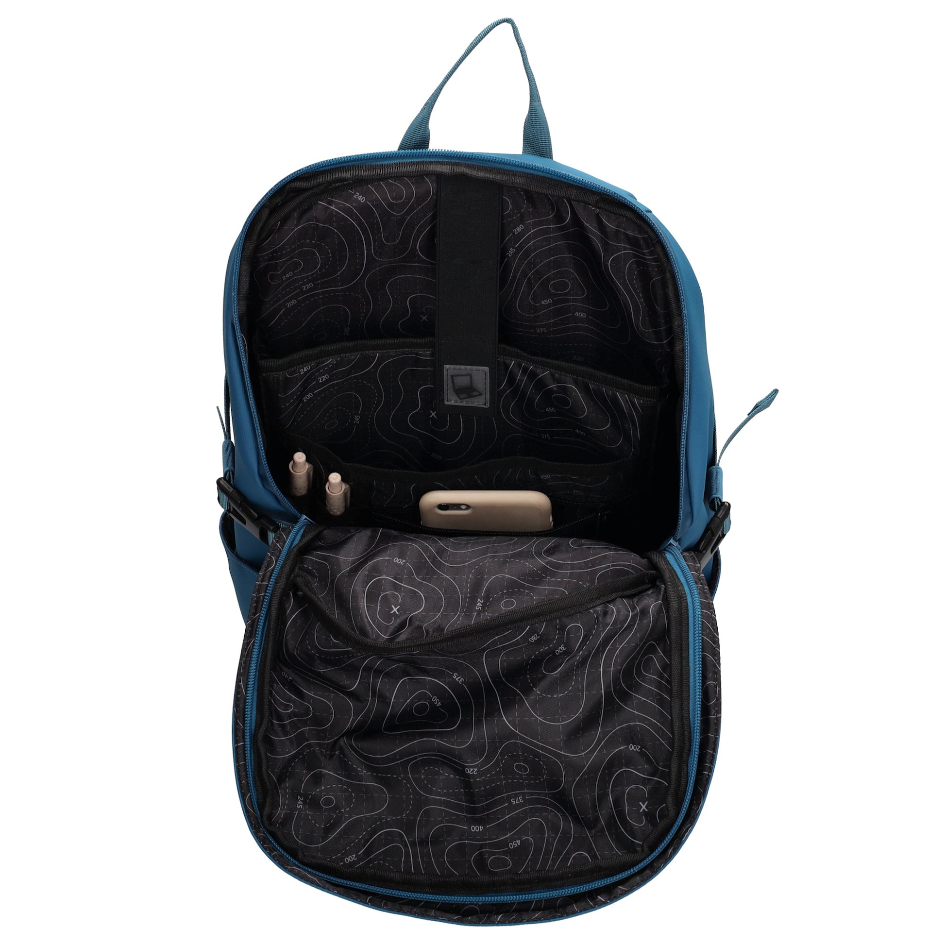 Rucksack 47x30cm in Jeansblau mit Brustgurt und Aufsteckfunktion - leder-accessoires.com