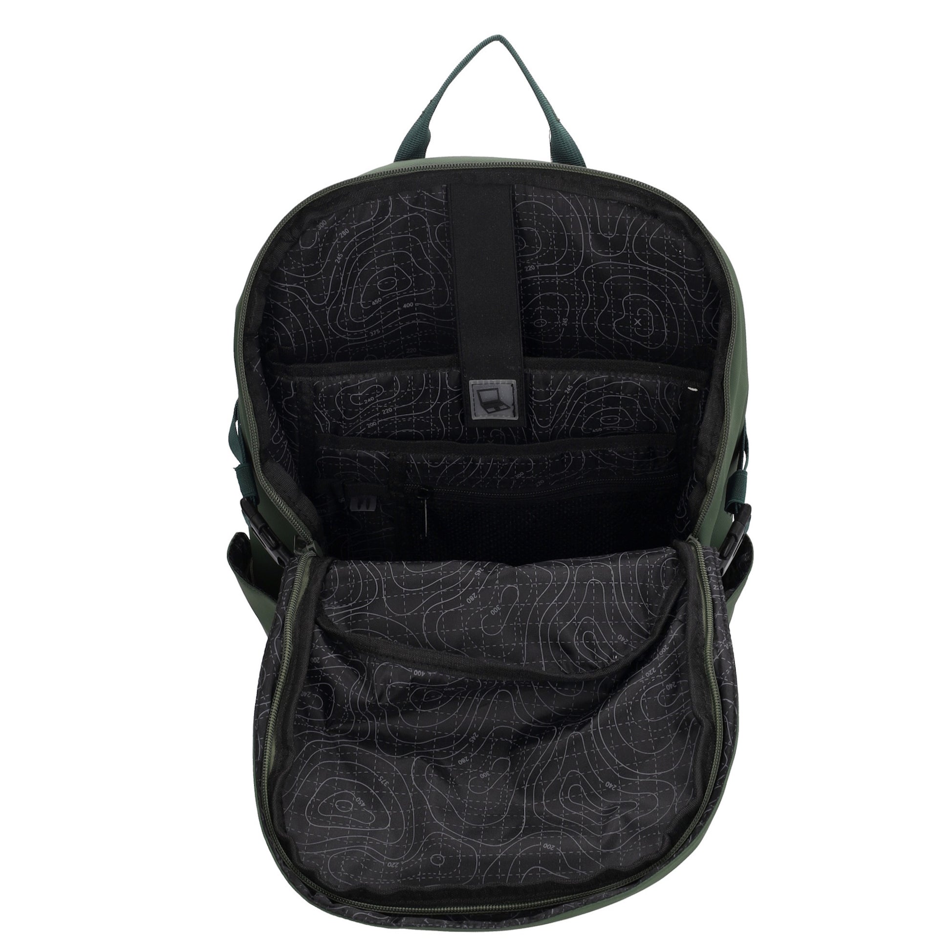 Rucksack 47x30cm in Dunkelgrün mit Brustgurt und Aufsteckfunktion - leder-accessoires.com