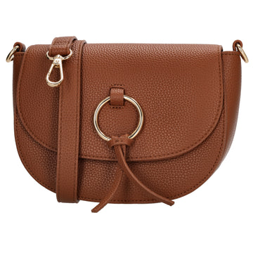 Crossbody-Tasche 16x22cm in Cognac mit Überschlag