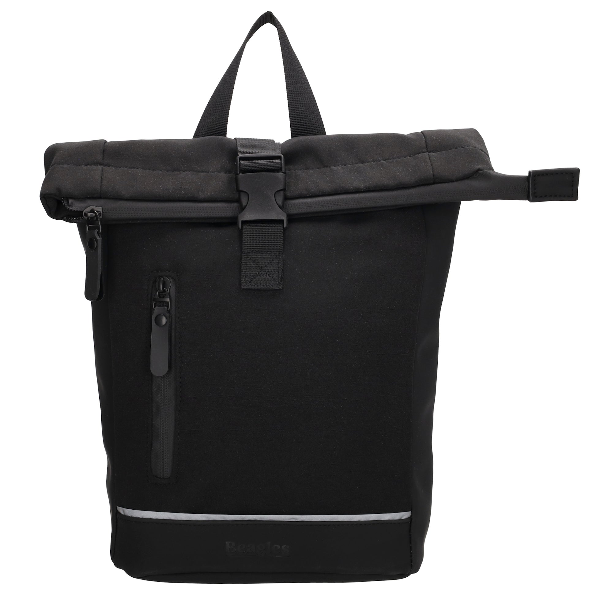 Rucksack 38x29cm in Schwarz mit Überschlag und Reißverschluss