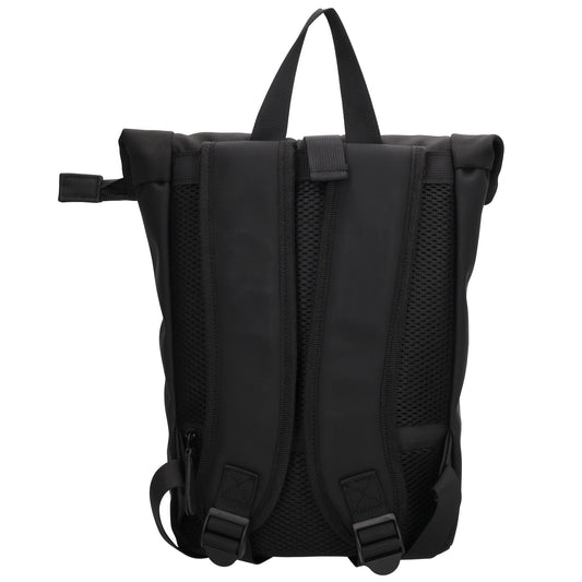 Rucksack 38x29cm in Schwarz mit Überschlag und Reißverschluss - leder-accessoires.com