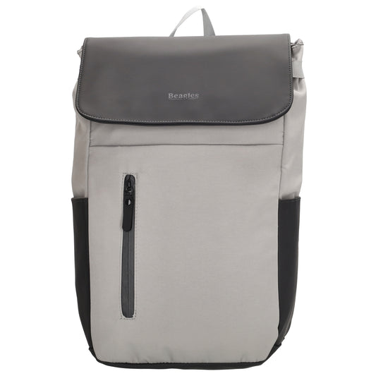 Grauer Laptoprucksack 26x41,5cm für 17,3 Zoll mit Trolleyband & Sicherheitsfach - leder-accessoires.com