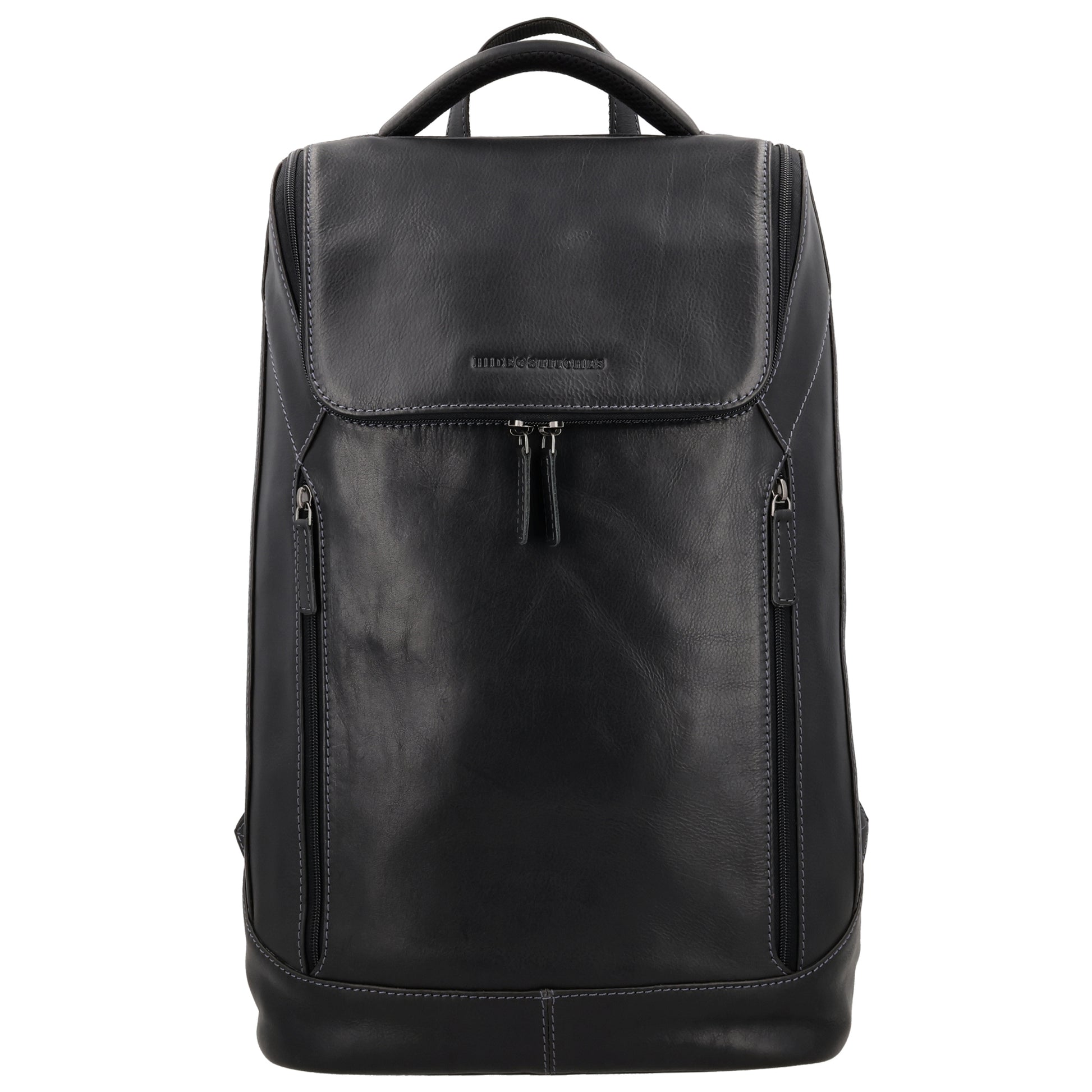 Laptop| Business Rucksack aus Leder in Schwarz mit Überschlag - leder-accessoires.com