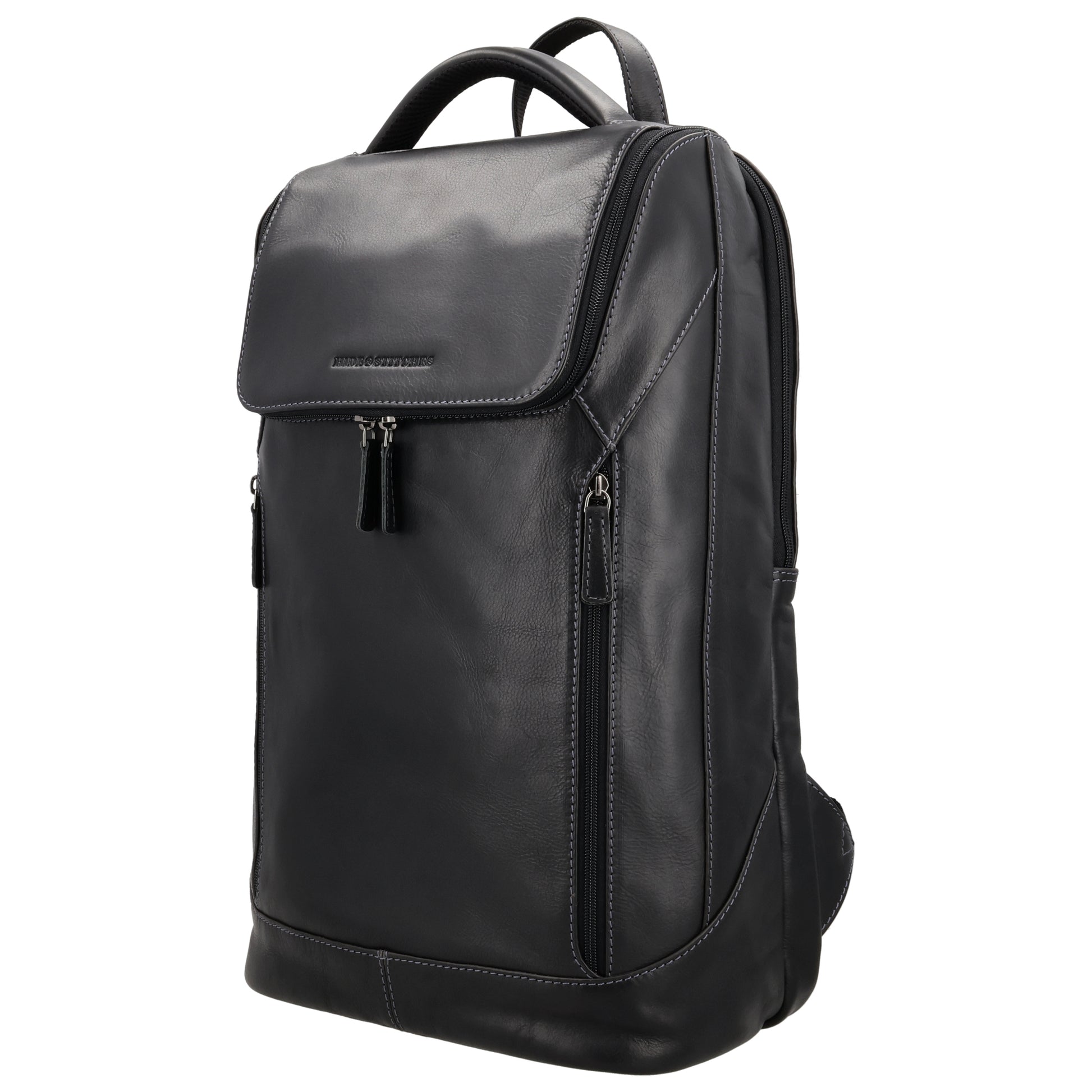 Laptop| Business Rucksack aus Leder in Schwarz mit Überschlag - leder-accessoires.com