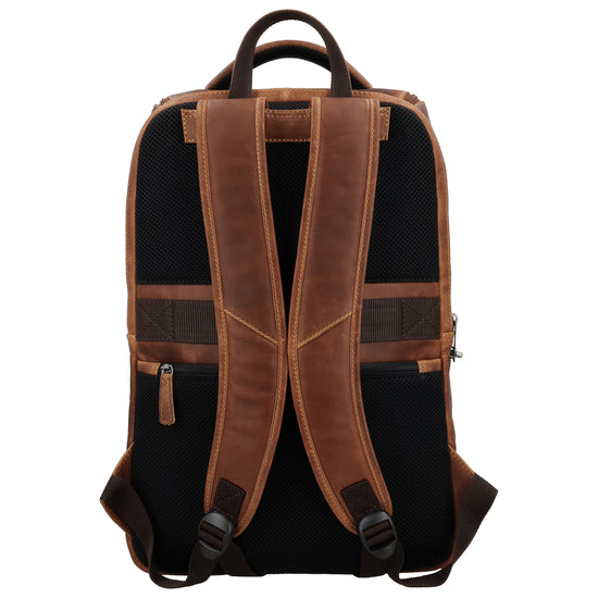 Laptop| Business Rucksack aus Leder in Cognac mit Überschlag - leder-accessoires.com