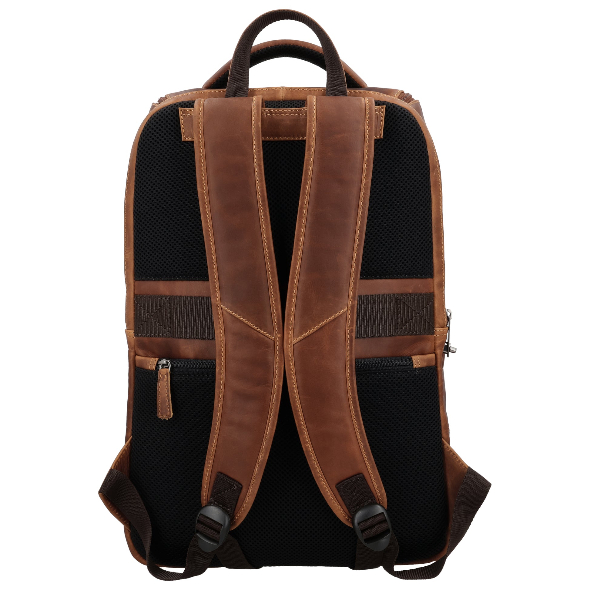 Laptop| Business Rucksack aus Leder in Cognac mit Überschlag - leder-accessoires.com