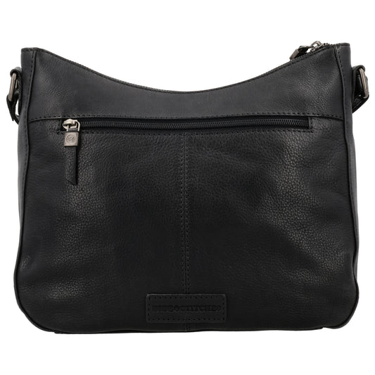 Schwarze Leder Umhängetasche 30x26cm mit Flechtoptik - leder-accessoires.com