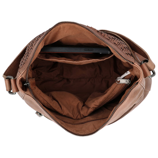 Braune Vollleder Tasche 30x26 im Boho Chic Stil - leder-accessoires.com