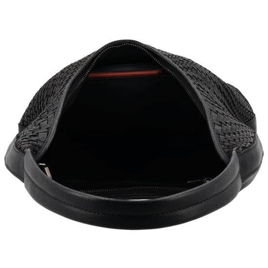 Leder Flechttasche 40x24cm in Schwarz Damen - leder-accessoires.com