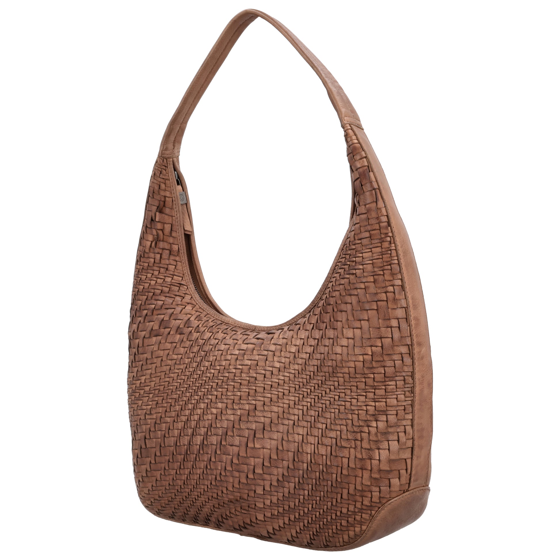 Cognac Leder Schultertasche 40x24cm geflochten - leder-accessoires.com