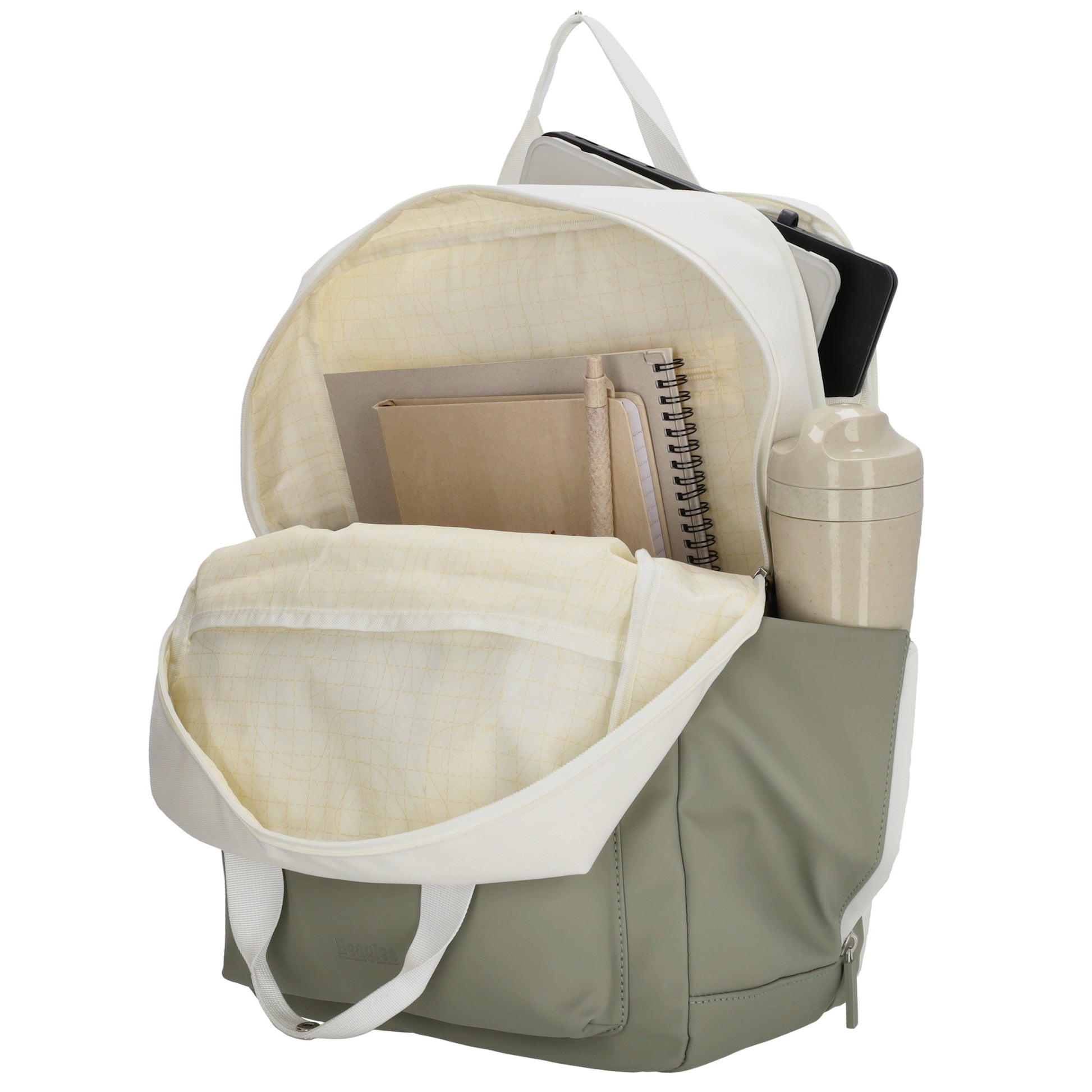 Rucksack 31 x 44 x 12cm in Natur Grün aus Nylon|Polyester - leder-accessoires.com