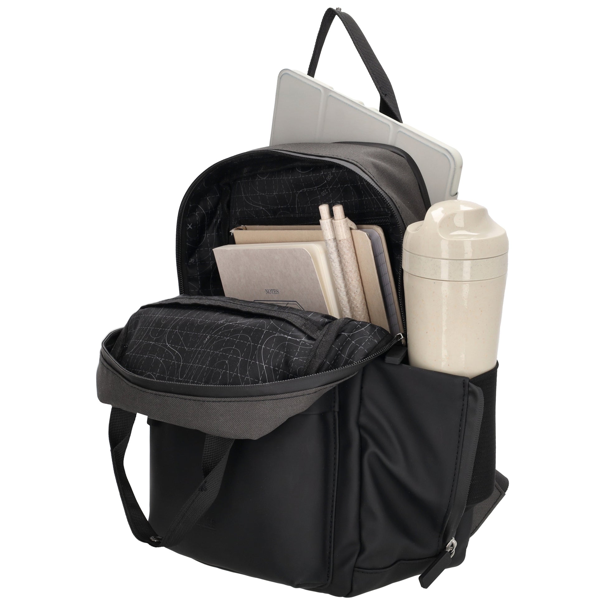 Rucksack 33 x 23,5 x 9cm in Schwarz aus Nylon|Polyester - leder-accessoires.com
