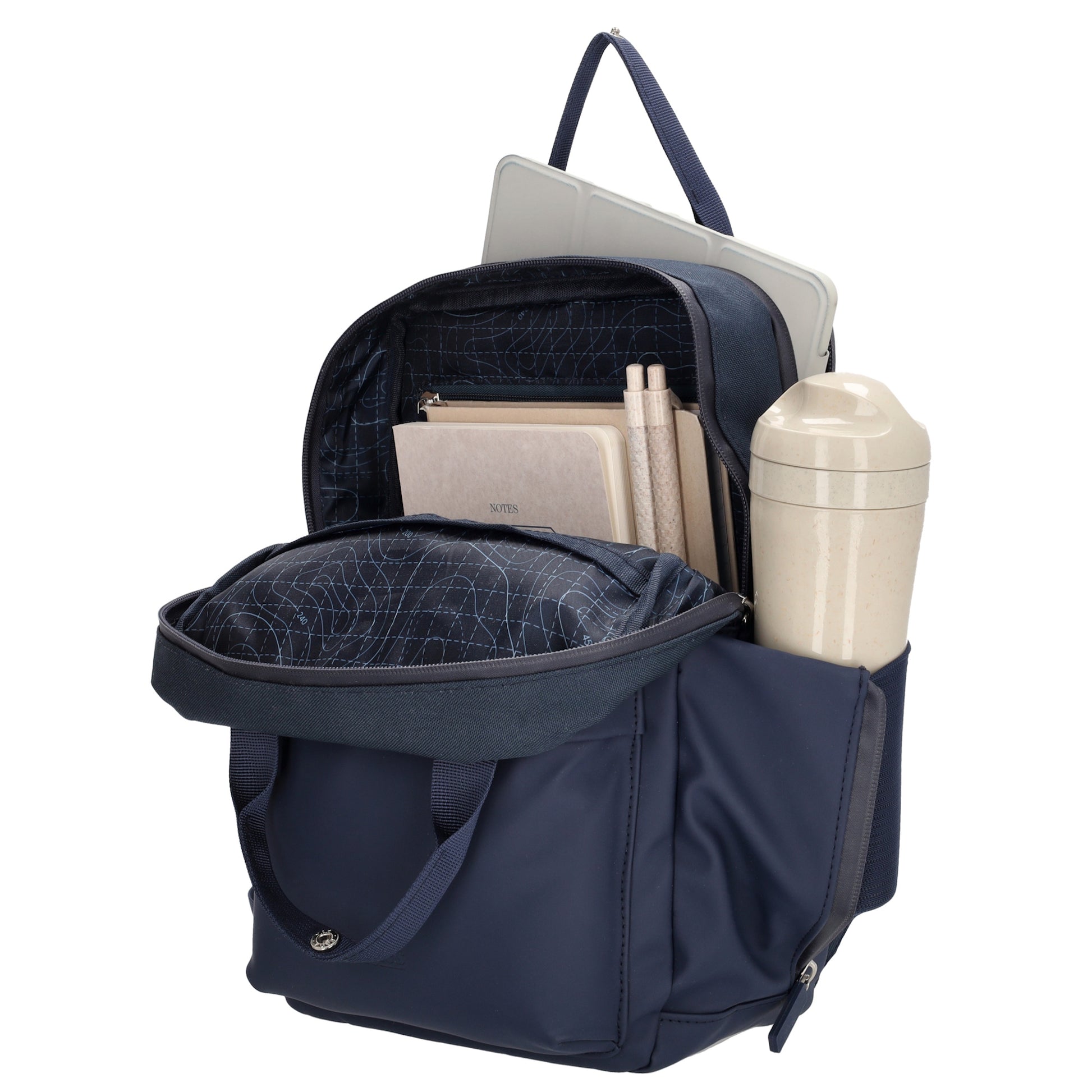 Rucksack 33 x 23,5 x 9cm in Blau|Marine aus Nylon|Polyester - leder-accessoires.com
