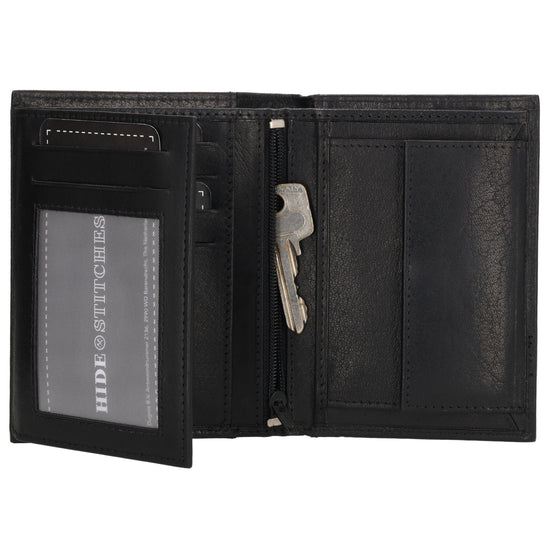 Geldbörse Hochformat 9x12cm in Schwarz aus Leder - leder-accessoires.com
