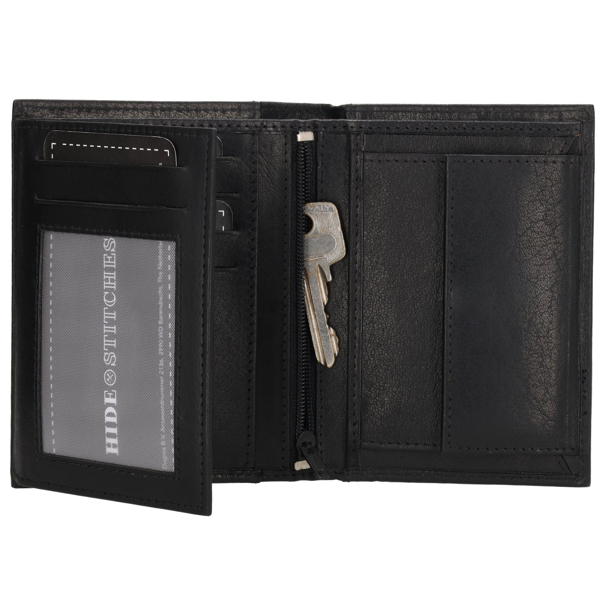 Geldbörse Hochformat 9x12cm in Schwarz aus Leder - leder-accessoires.com