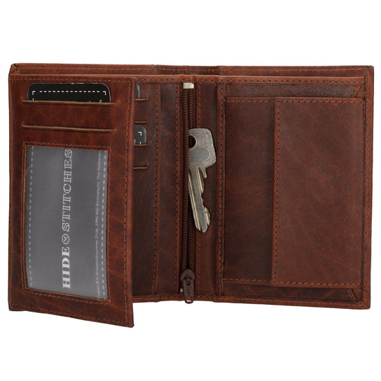 Geldbörse Hochformat 9x12cm in Cognac aus Leder - leder-accessoires.com