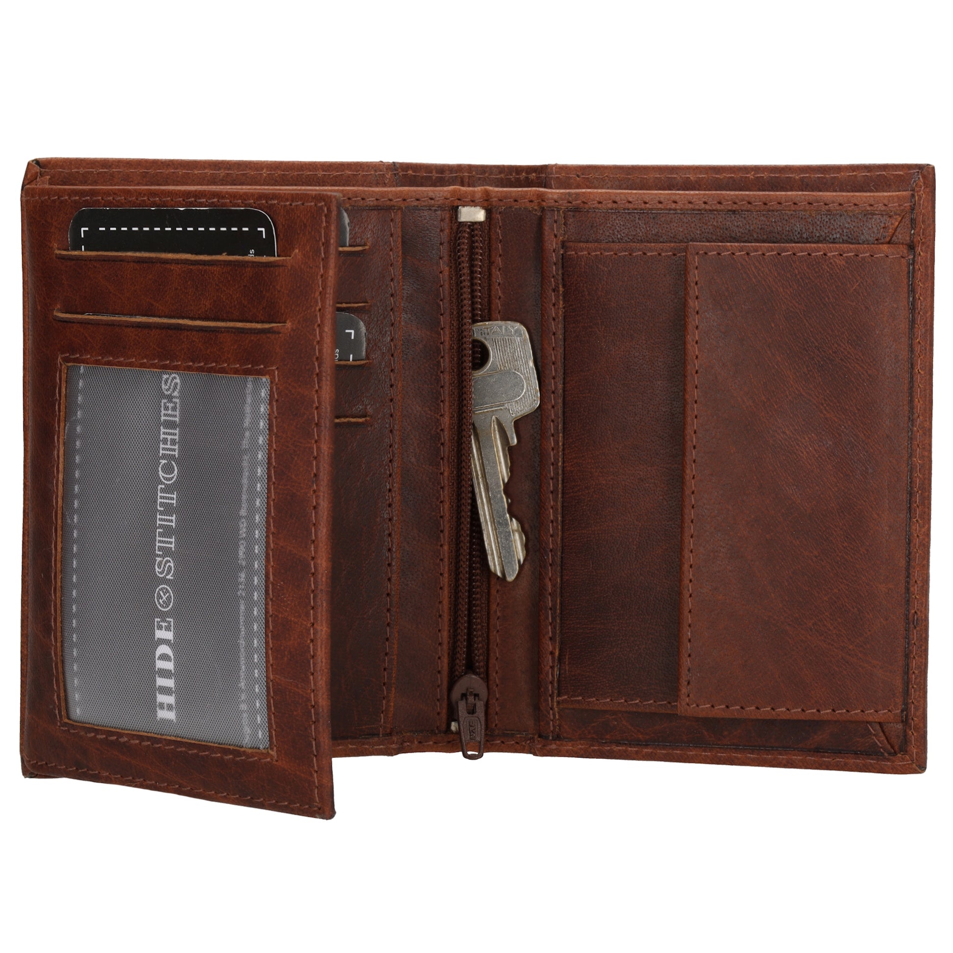 Geldbörse Hochformat 9x12cm in Cognac aus Leder - leder-accessoires.com