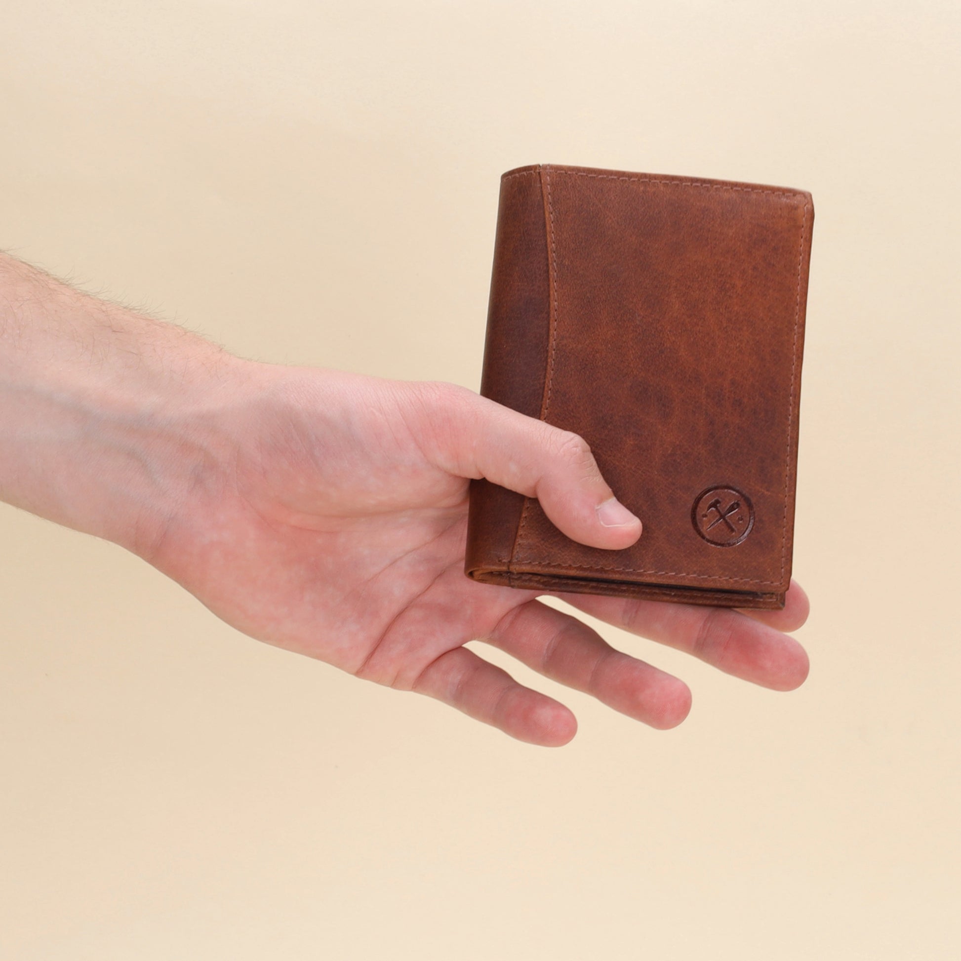 Geldbörse Hochformat 9x12cm in Cognac aus Leder - leder-accessoires.com