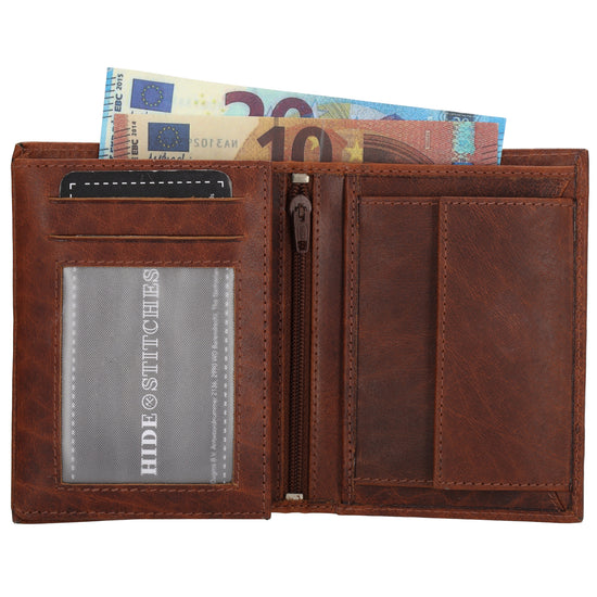 Geldbörse Hochformat 9x12cm in Cognac aus Leder - leder-accessoires.com
