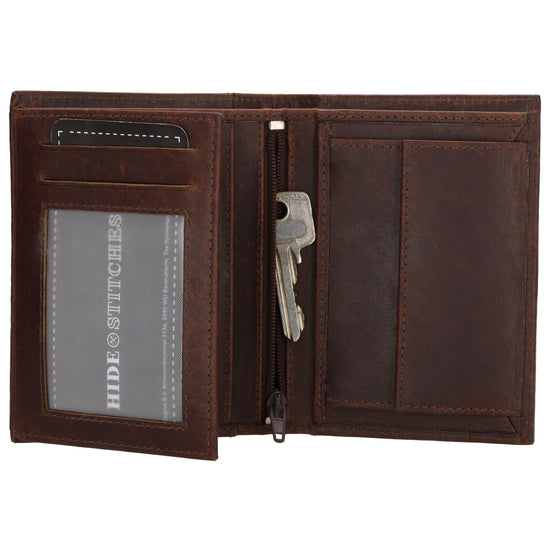 Geldbörse Hochformat 9x12cm in Braun aus Leder - leder-accessoires.com
