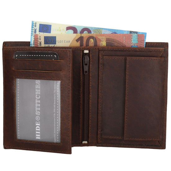 Geldbörse Hochformat 9x12cm in Braun aus Leder - leder-accessoires.com