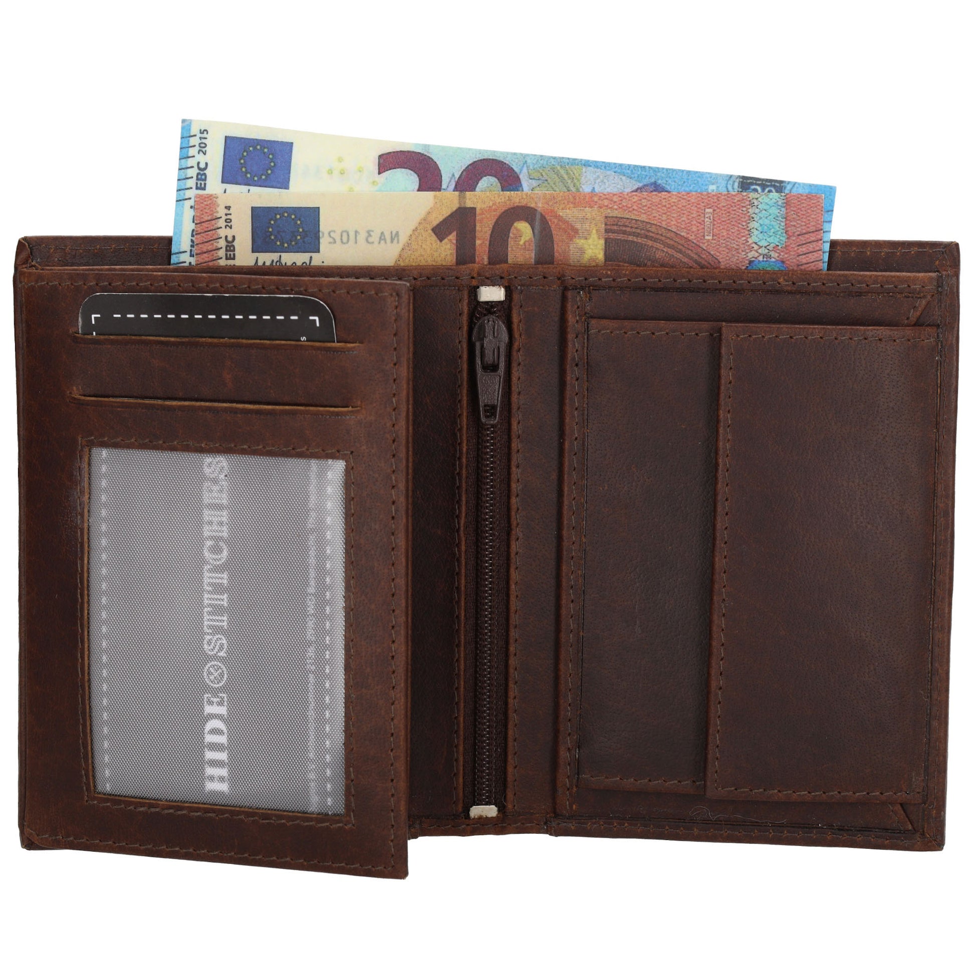 Geldbörse Hochformat 9x12cm in Braun aus Leder - leder-accessoires.com