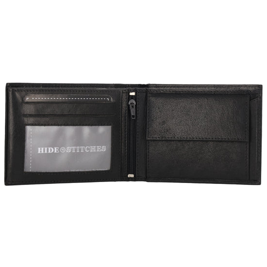Geldbörse Querformat 9x12cm in Schwarz aus Leder - leder-accessoires.com