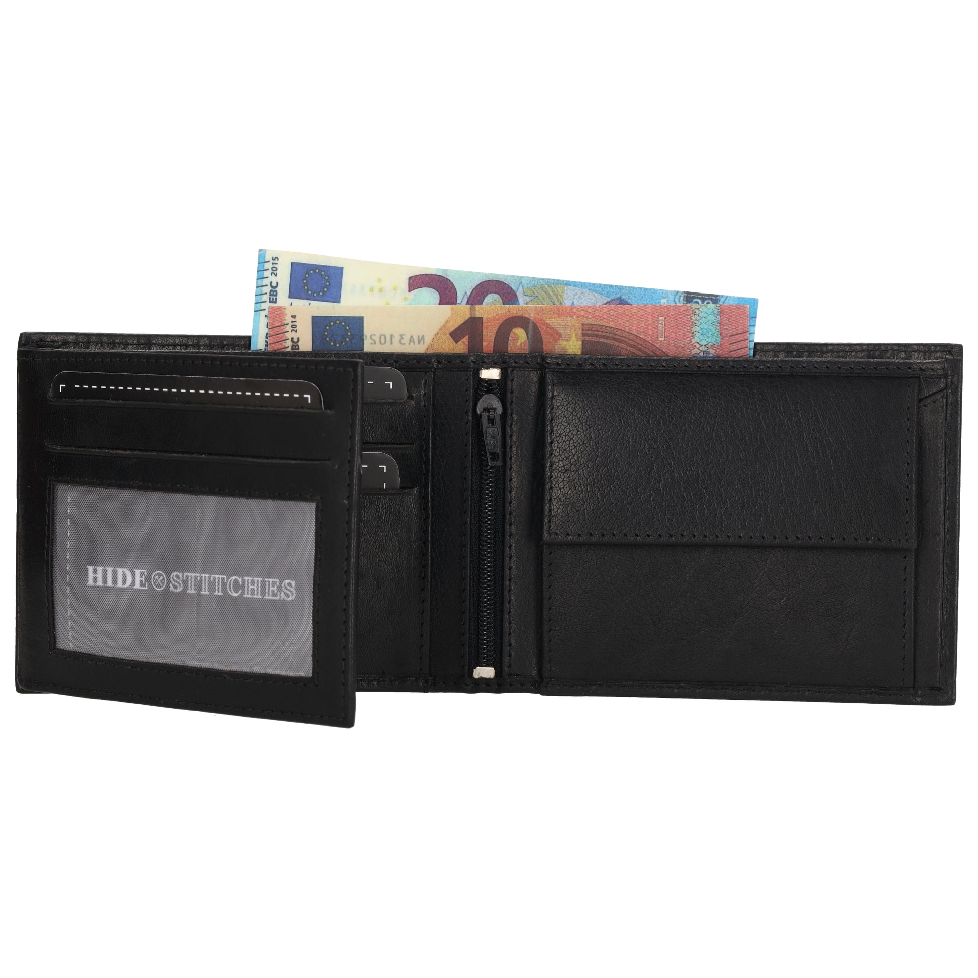 Geldbörse Querformat 9x12cm in Schwarz aus Leder - leder-accessoires.com