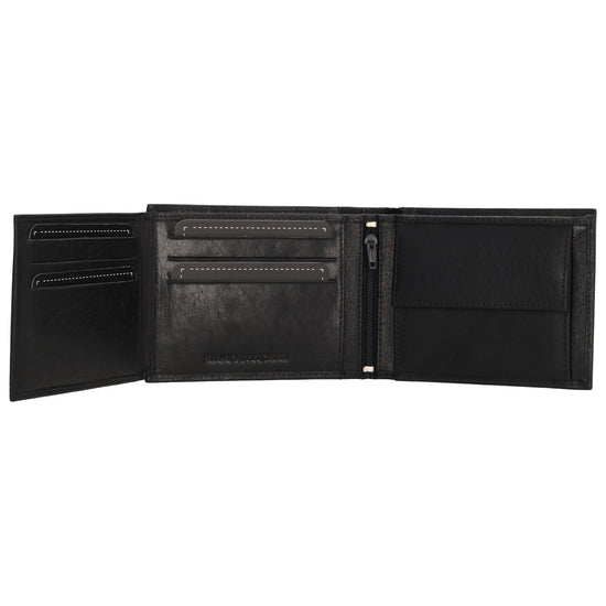 Geldbörse Querformat 9x12cm in Schwarz aus Leder - leder-accessoires.com