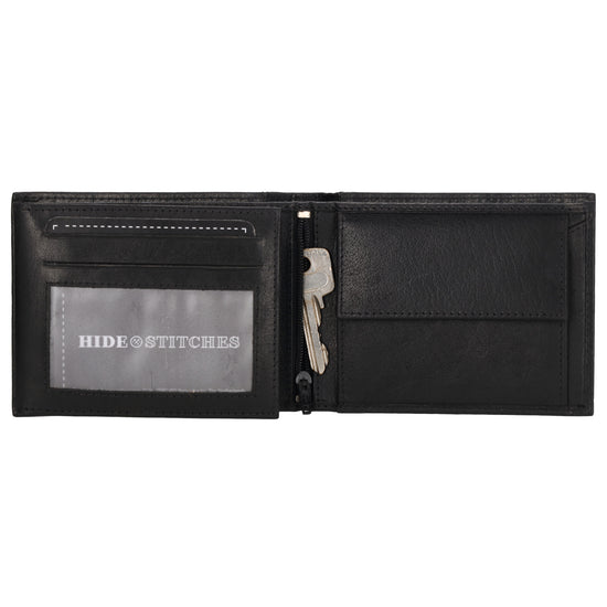 Geldbörse Querformat 9x12cm in Schwarz aus Leder - leder-accessoires.com