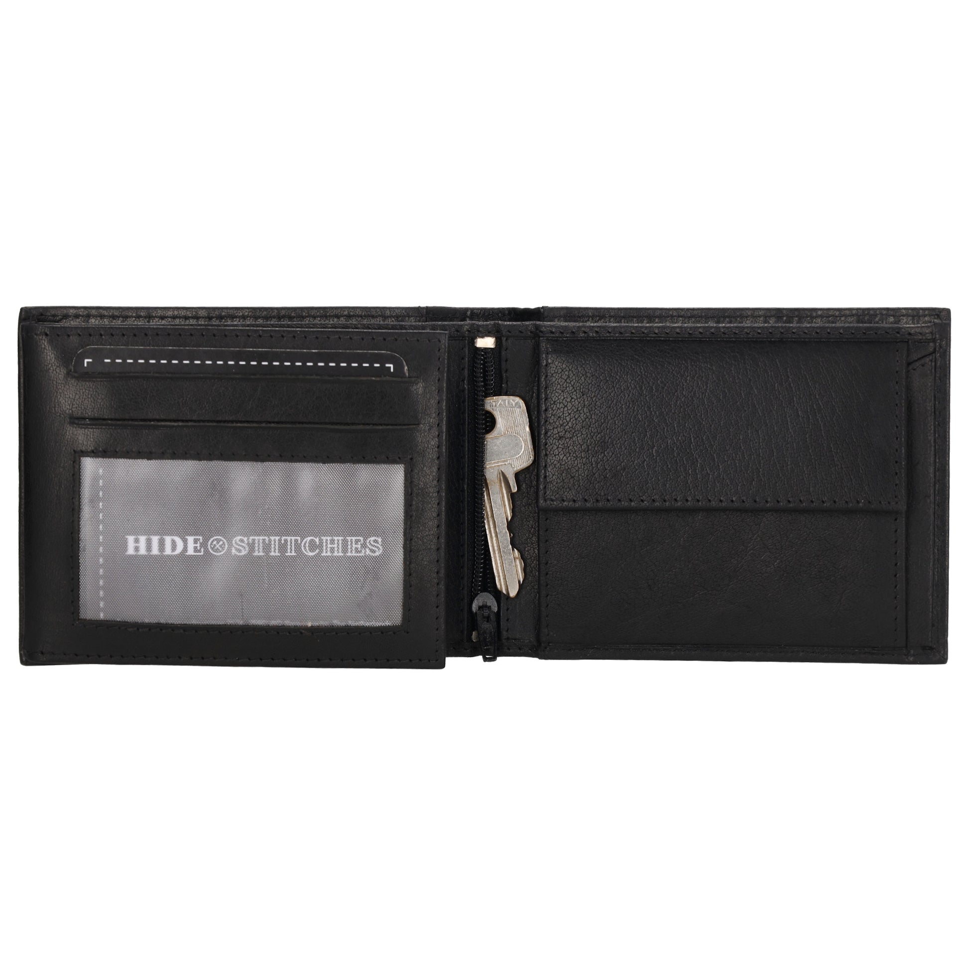 Geldbörse Querformat 9x12cm in Schwarz aus Leder - leder-accessoires.com