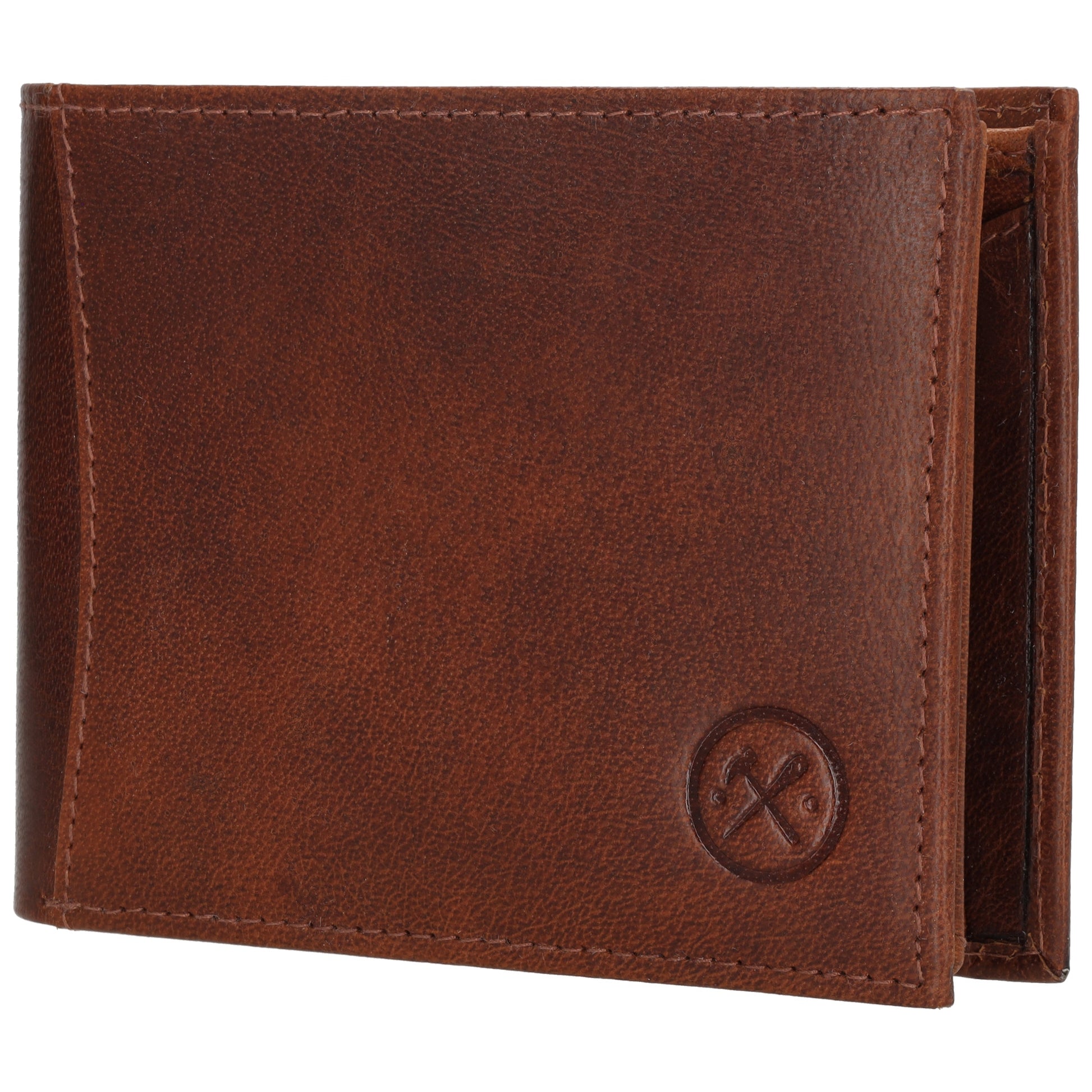 Geldbörse Querformat 9x12cm in Cognac aus Leder - leder-accessoires.com